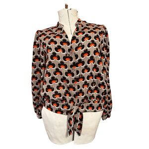 Vintage Jade Willoughby Road Blouse Size Large Floral Print Long‎ Sleeve